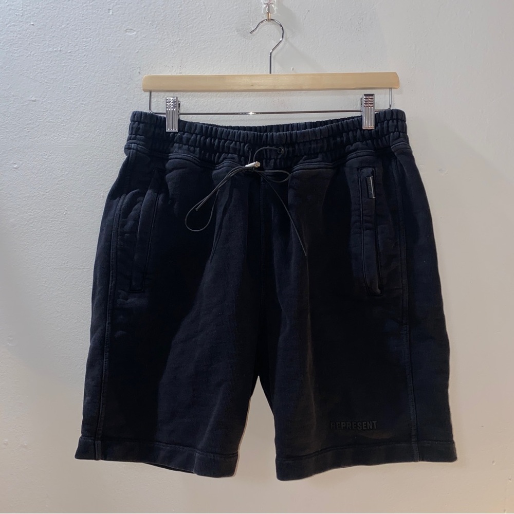 Men’s Represent Clothing Co. Blanks Sweat Shorts Size Large Black Zip Pockets